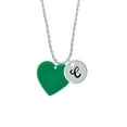 thumbnail image 2 of Delight Jewelry Acrylic 1" Green Heart Silvertone Script Initial Disc - C - Charm Necklace, 20"+3", 2 of 4