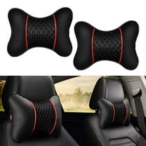 2 Pcs Travel Car Auto for Seat Head Neck Rest PU Leather Cushion Pad Headrests