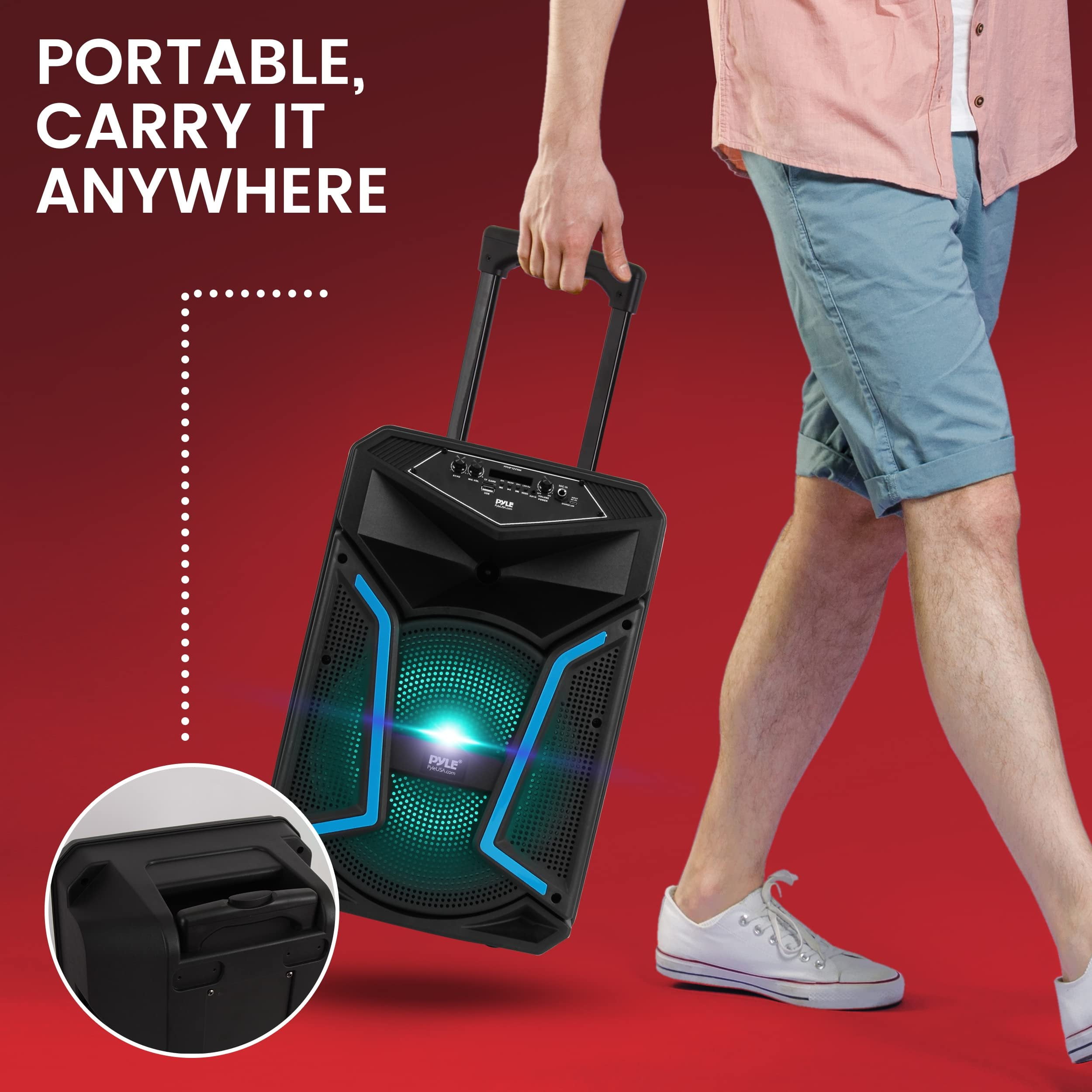 Pyle PPHP122SM Portable Bluetooth Speaker System with Flashing Party Lights
