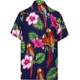 thumbnail image 2 of HAPPY BAY Men's Stylish Button Down Short Sleeve Hawaiian Vacation Shirts Summer Party Cruise Camping Tops Hawaii Shirts Men 4XL Admiral, Love Birds, 2 of 6