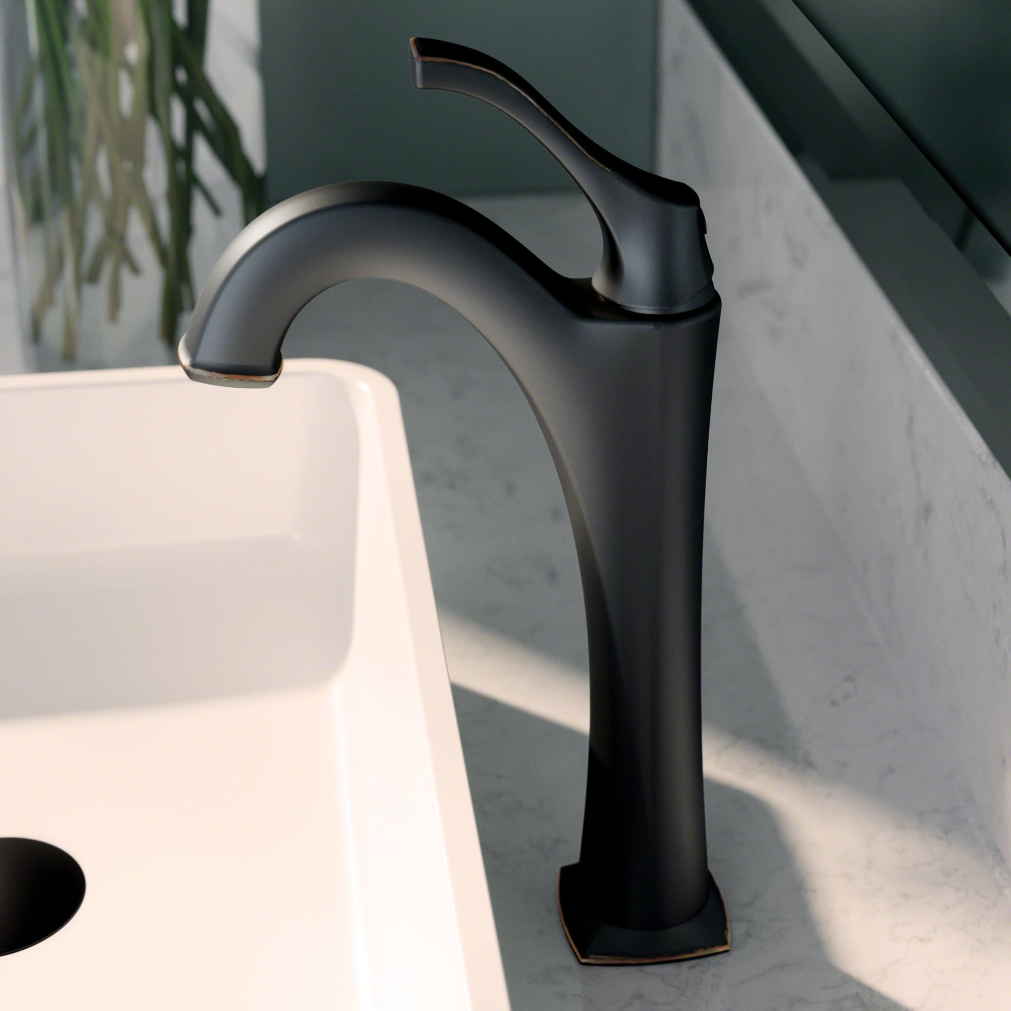 KRAUS Arlo Oil Rubbed Bronze Single Handle Vessel Bathroom Faucet with Pop Up Drain