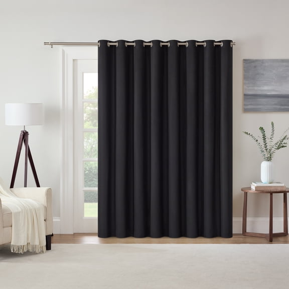 Eclipse Kendall Thermaback Grommet Extra Wide Sliding Patio Door Curtain Panel, 84 In Long x 100 In Wide, Black