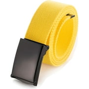 Golf Belt Canvas webbing Flip-Top Solid black Buckle (Yellow)