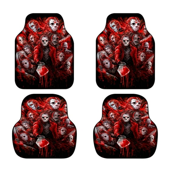 Non-Slip Thickened Horror Car Mats, 4-Piece Universal Floor Mats Suitable for Most Car Models