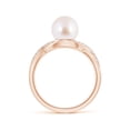 thumbnail image 2 of ANGARA Japanese Akoya Cultured Pearl Criss Cross Shank Engagement Ring in 14K Rose Gold for Women | June Birthstone, Birthday, Anniversary, Jewelry Gift for Women | Pearl Ring, 2 of 8