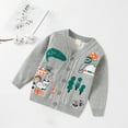 thumbnail image 4 of Bysome Baby Toddler Boy Sweater Sweaters Fashion Cartoon Pattern Knit Cardigan Jacket Soft Comfortable Warm Outerwear Long Sleeve Crew Neck Cute Print Kids Sweaters Grey Size 7-8 Years, 4 of 9