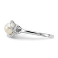 thumbnail image 3 of Solid 14k White Gold 5.5mm Freshwater Cultured Pearl Diamond Ring Band Size 8 (.024 cttw.), 3 of 6