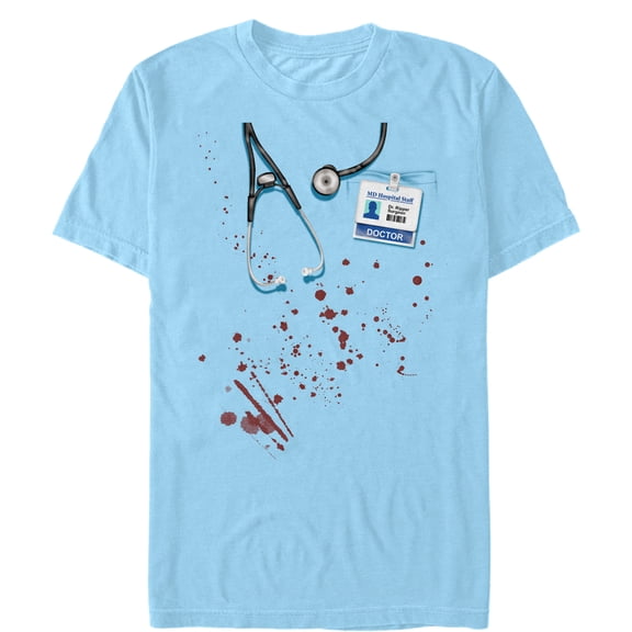 Men's Lost Gods Halloween Doctor Costume  Graphic Tee Light Blue 2X Large