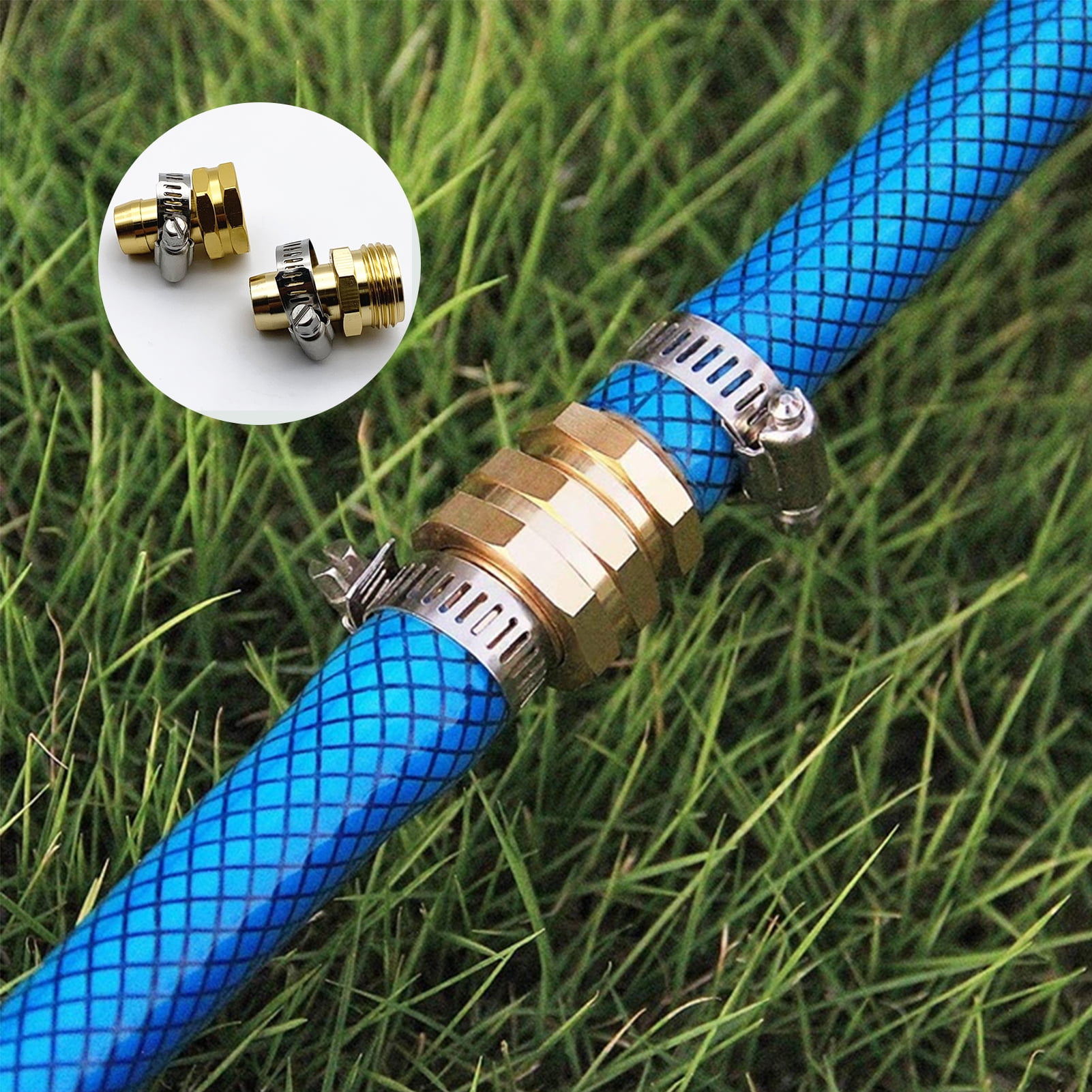 harmtty 3/4 5/8inch Garden Hose Connector with Clamps Heavy Duty