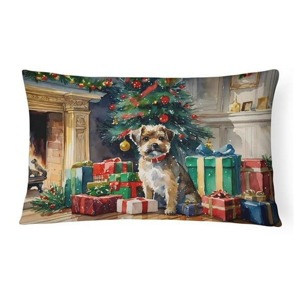 3 x 16 x 12 in. Border Terrier Cozy Christmas Throw Pillow