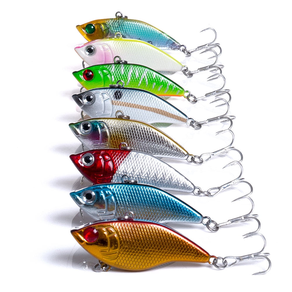 HENGJIA Fishing Lures, 8 Pack Deep Diving Lipless Crankbaits for Bass, Minnow VIB Lifelike Hard Baits Sinking Fishing Jigs for Freshwater and Saltwater Bass, Trout, Walleye