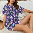 thumbnail image 4 of Sikiie Skull mushroom rainbow space Womens Pajama Sets Short Sleeve Top With Pants Sleepwear 2 Piece Lounge SetX-Large, 4 of 6