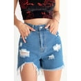thumbnail image 4 of Ragstock Blue High Rise Cut Off Denim Shorts, 4 of 4