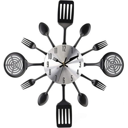 SHENSHA 16 Kitchen Wall Clock, Large Kitchen Cutlery Wall Clock with Spoons and Forks, 3 D