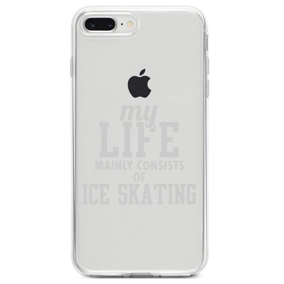 DistinctInk Clear Shockproof Hybrid Case for iPhone 7 PLUS / 8 PLUS (5.5" Screen) TPU Bumper Acrylic Back Tempered Glass Screen Protector - My Life Mainly Consists of Ice Skating