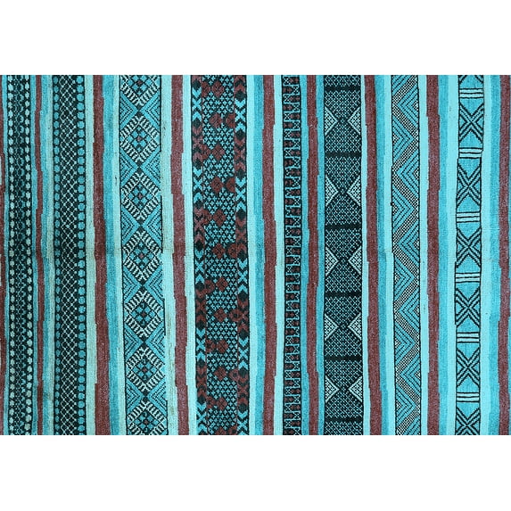 Ahgly Company Indoor Rectangle Oriental Light Blue Industrial Area Rugs, 8' x 10'