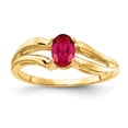 thumbnail image 1 of Solid 14k Yellow Gold 6x4mm Oval Ruby Engagement Ring Size 6, 1 of 2