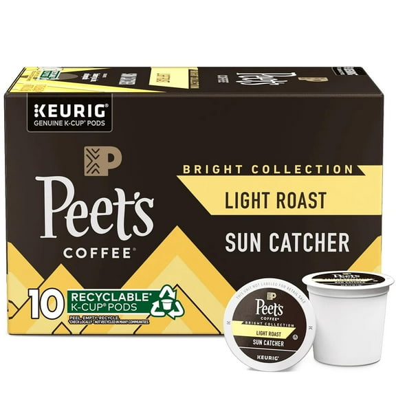 Peets Coffee, Light Roast K-Cup Coffee Pods For Keurig Coffee Machines - Sun Catcher, 10 Count (1 Box Of 10 K Cups)