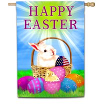 America Forever Flags Double Sided House Flag - Happy Easter America - 28" x 40", Easter Spring Seasonal Yard Outdoor Decor Flags, USA