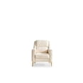 thumbnail image 3 of Lisonu Luna Modern Accent Chair, Contemporary Armchair with Solid Wood Frame, Ivory Textured Fabric & Leatherette Detail for Living Room, 3 of 6