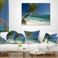 thumbnail image 3 of Designart Palm Bent to Picturesque Seashore - Modern Seascape Throw Pillow - 16x16, 3 of 4