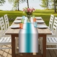 thumbnail image 3 of Turquoise Gray Ombre Short Table Runner 36 Inches Long,Farmhouse Teal Gradient Modern Art Cotton Linen Table Runners Dresser Scarves,Tabletop Scarf Furniture Cover for Home Dinner Party Decor 13"x36", 3 of 8