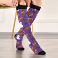 thumbnail image 5 of FORMRS Womens Knee High Socks Casual Long Thick Travel Daily Wear, 1 Pair, Purple Halloween Ghost Pattern, 5 of 6