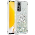 thumbnail image 3 of Glitter Clear Sparkly Bling Case for Xiaomi 12 Lite, Rugged Shockproof Flowing Liquid Floating Cover for Women with Ring Holder Phone Case for Xiaomi 12 Lite  Silver, 3 of 14
