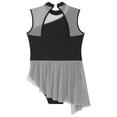 thumbnail image 5 of YONGHS Girls Ballet Lyrical Dance Dress Mesh Splice Irregular Tulle Skirt Leotard Contemporary Costume Black 8, 5 of 6