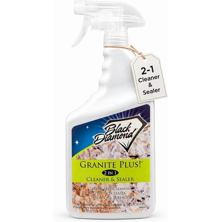 Black Diamond Stoneworks Granite Plus 2-in-1 Cleaner & Sealer, pH Neutral, Streak-Free Stone Cleaner for Granite, Marble, Quartz, Travertine & Limestone Countertops, Ready to Use