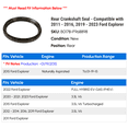 thumbnail image 2 of Rear Crankshaft Seal - Compatible with 2011 - 2016, 2019 - 2023 Ford Explorer 2012 2013 2014 2015 2020 2021 2022, 2 of 2