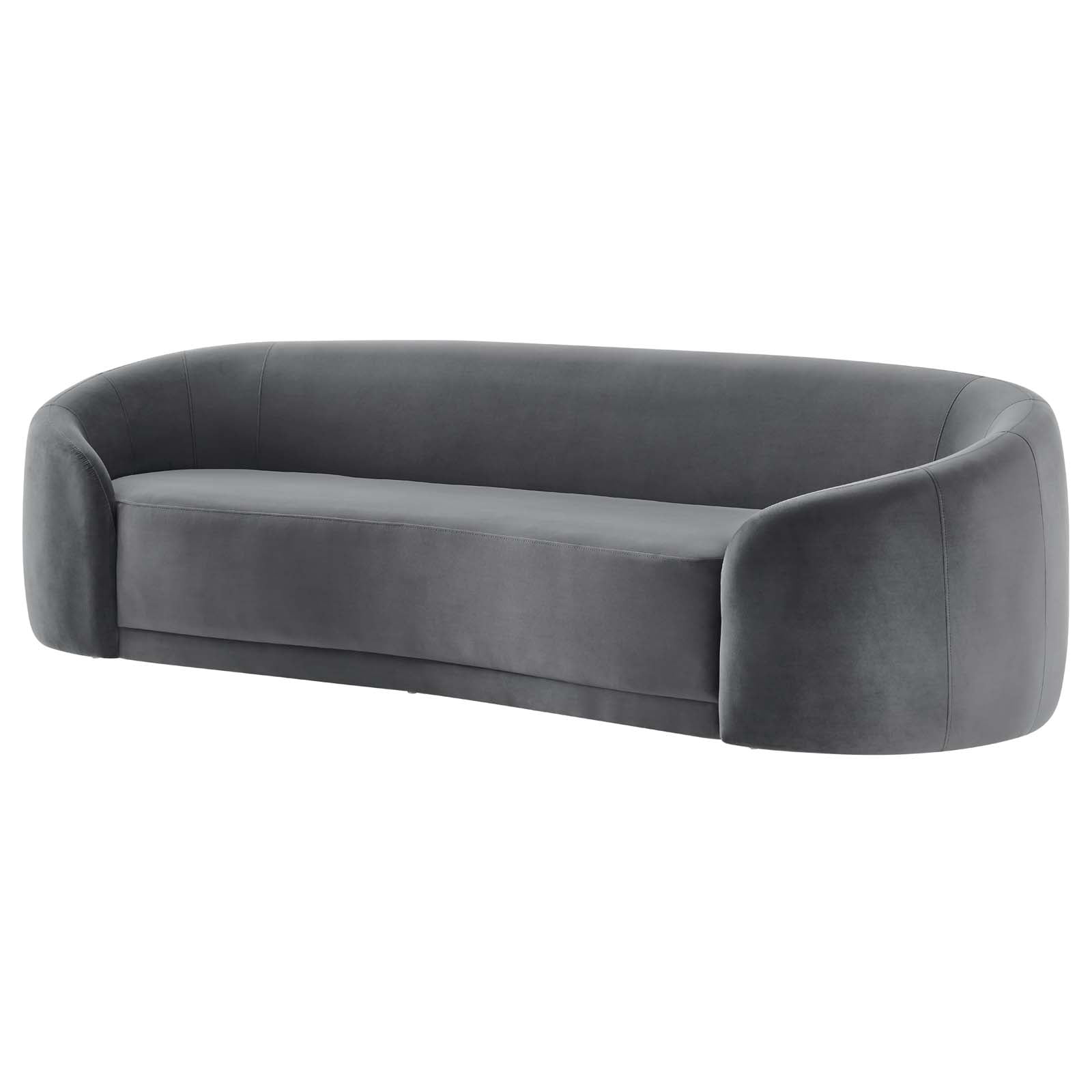 Sofa, Grey Gray, Velvet, Modern Contemporary, Mid Century Living Hotel Lounge Cafe Lobby