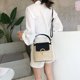 thumbnail image 5 of Bolsos tipo cubo para mujer de tejido de paja, bolsos de playa de verano, bolsos de hombro (negro) Tmvgtek Oficina Multiescena Multifunción, 5 of 9