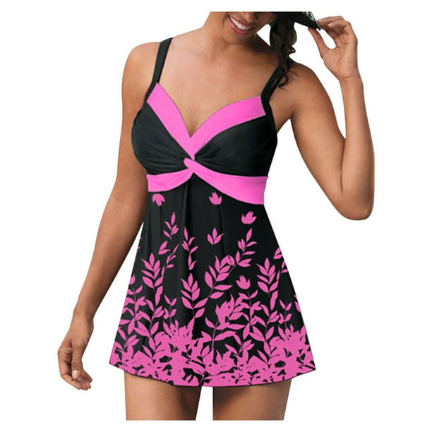MKLEKYY Trajes De Baño Mujer 2 Piezas Women Two-Piece Swimsuit Bathing Suit Swimwear High Waist Monokini Tankini