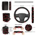 thumbnail image 5 of Uorisanigo Cherry Printed 15 Pack Car Seat Cover Full Set with Steering Wheel Protector Seat Belt Cushion Car Coaster Hanging Garbage Bin Mount Phone Holder Rearview Cover Wrist Keychain, 5 of 7