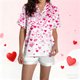 thumbnail image 5 of Juego de Pijama Suave para las Mujeres Impreso Stand Up Collar Superior, Manga Corta Casa Usar con Pantalones Cortos de Bolsillo para el Salón, 5 of 8