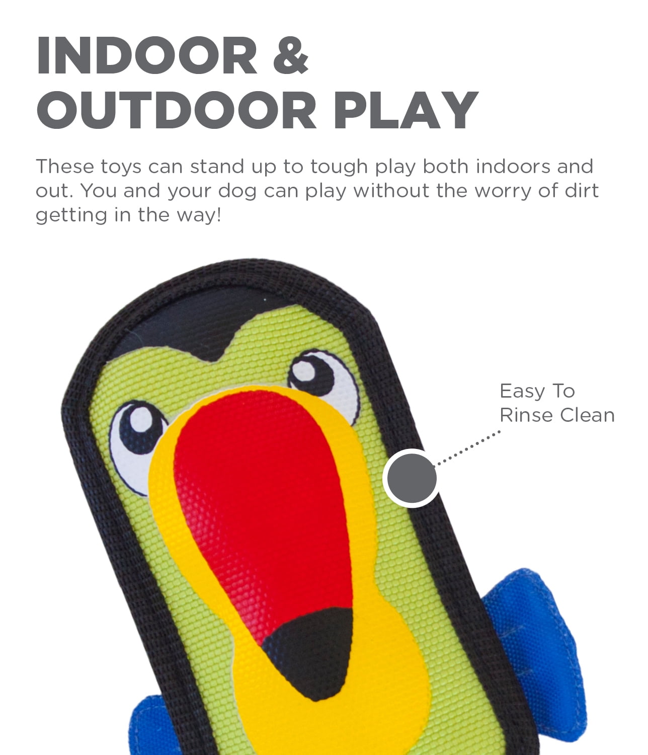 Outward Hound Fire Biterz Toucan Plush Interactive Dog Toy, Green, Small