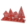 thumbnail image 1 of Metal Tree & House With 4 Tealight Holder (Red), 1 of 3