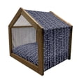 thumbnail image 2 of Geometric Pet House, Japanese Influenced Ornamental Vertical Dotted Pattern Traditional Vintage, Outdoor & Indoor Portable Dog Kennel with Pillow and Cover, 5 Sizes, Dark Blue Cream, by Ambesonne, 2 of 5