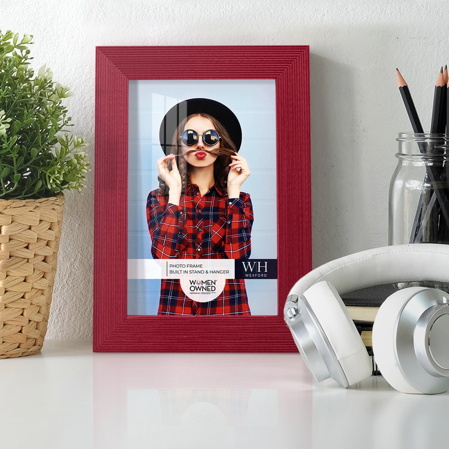 Bold Burgundy Solid Wood Picture Frame, 4 x 6