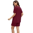 thumbnail image 4 of Asklazy Women's Pajamas Set short Sleeve and short Pants 2 Piece Pjs Sleepwear with Pockets,US Size,Wine Red,L, 4 of 10