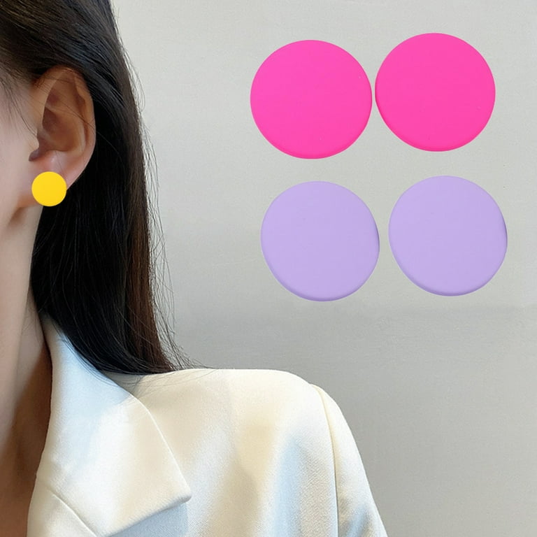 Mightlink 1 Pair Stud Earrings Candy Color Geometric Spray Paint