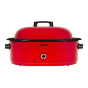 NESCO 18-Qt 1,450-Watt Roaster with Porcelain Cookwell, Chrome Red