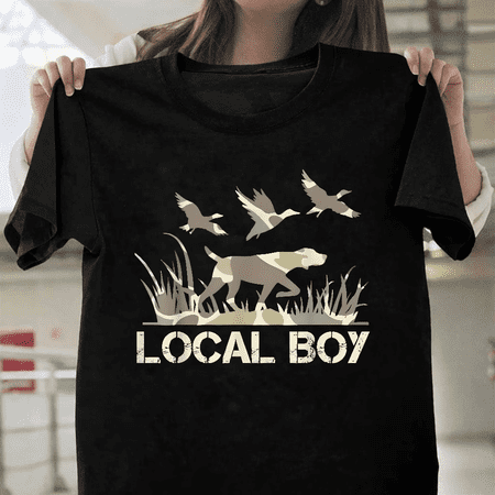 Retro Southern Boy Camouflage Hunting Dog Camo Duck Art Unisex T-Shirt up to size 3XL.
