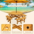 thumbnail image 6 of Tcbosik 8 Person Wood Picnic Table w/4 Built-in Benches, Outdoor Round Table with 2" Umbrella Hole, Outside Table and Bench Set for Garden, Backyard, Porch, Patio, 500lbs Capacity Per Bench, Natural, 6 of 7