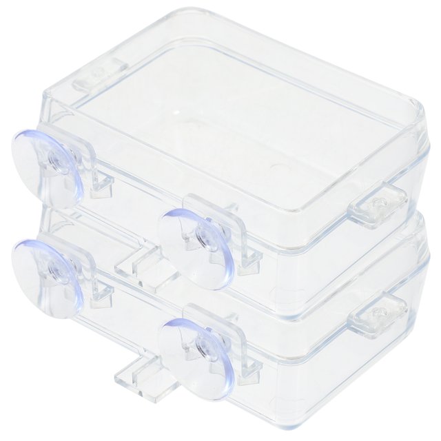 Shisuyan Plat d'Alimentation pour Reptiles Bol d'Angle Transparent 2 Pcs 5.3X2.6X1.4In