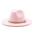 thumbnail image 1 of Sombreros Fedora De ala ancha para hombre y Mujer, Sombreros sólidos, cinturón De banda, vestido Formal clásico, caqui, negro, Invierno, 1 of 4