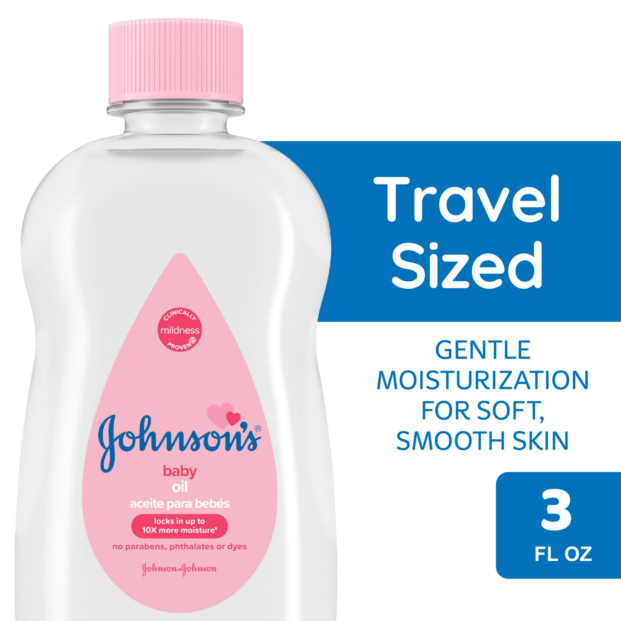 Johnson's Baby Body Moisturizing Oil, Liquid Mineral Oil for Baby Massage, Original, 3 fl oz