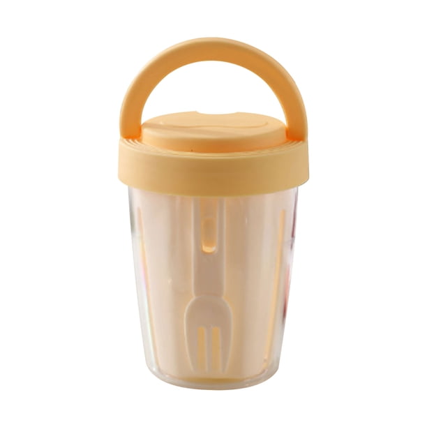 Vaso de fruta con tenedor, recipiente portátil para aperitivos, caja de almacenamiento de alimentos a prueba de fugas, recipiente sellado para ensaladas y frutas frescas, vaso de plástico para