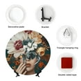 thumbnail image 4 of Zufioo Floral Head Dreamscape Print Bone China Decorative Plate, Ceramic Dinner Plate with Stand Ceramic Decoration Homewares-7in, 4 of 6